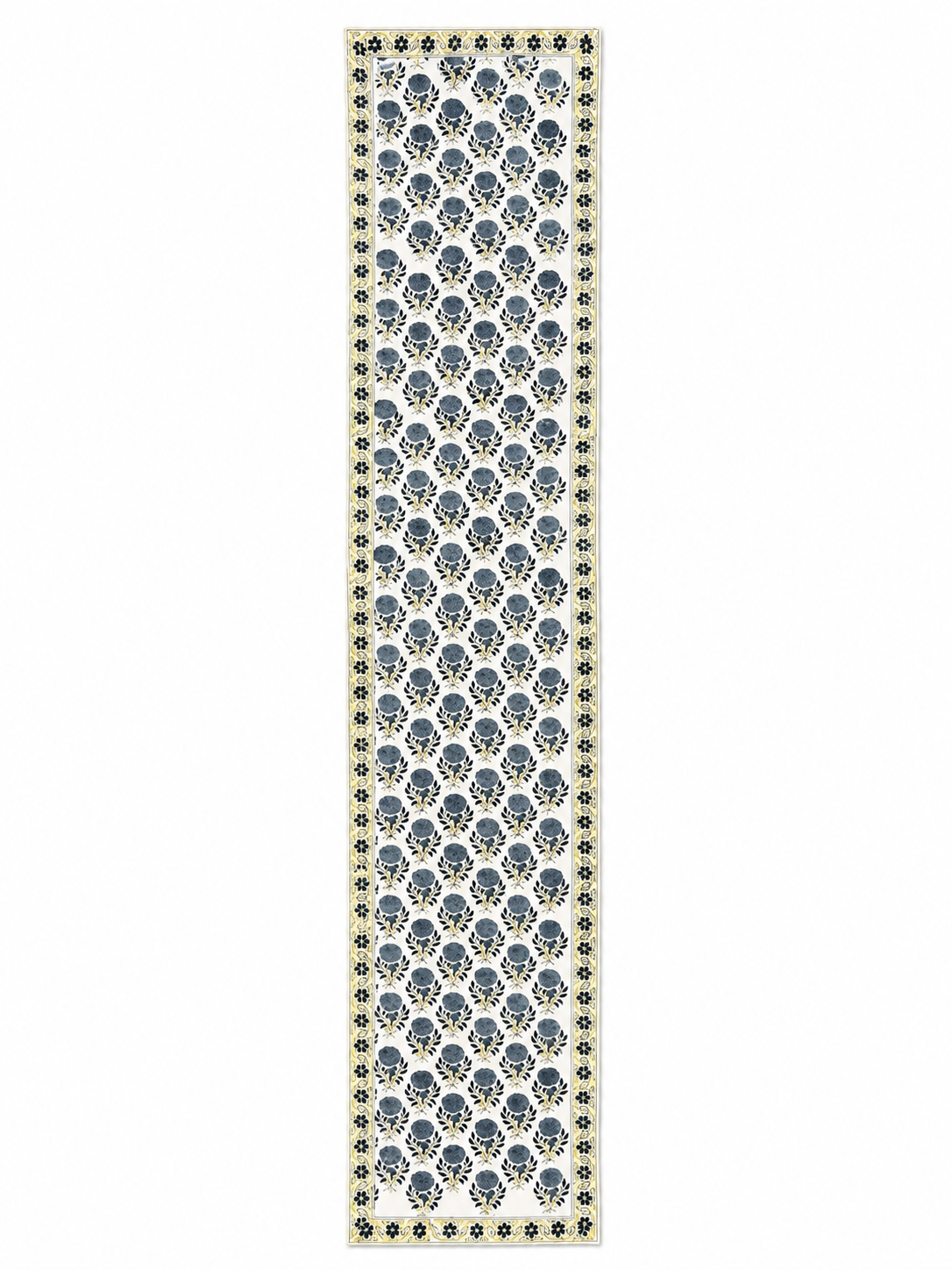 Blue & Yellow Hand Block Print Table Runner