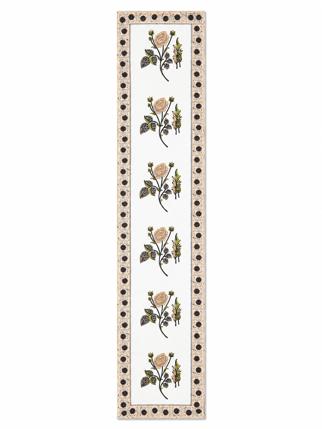 Peach Rose Hand Block Print Table Runner