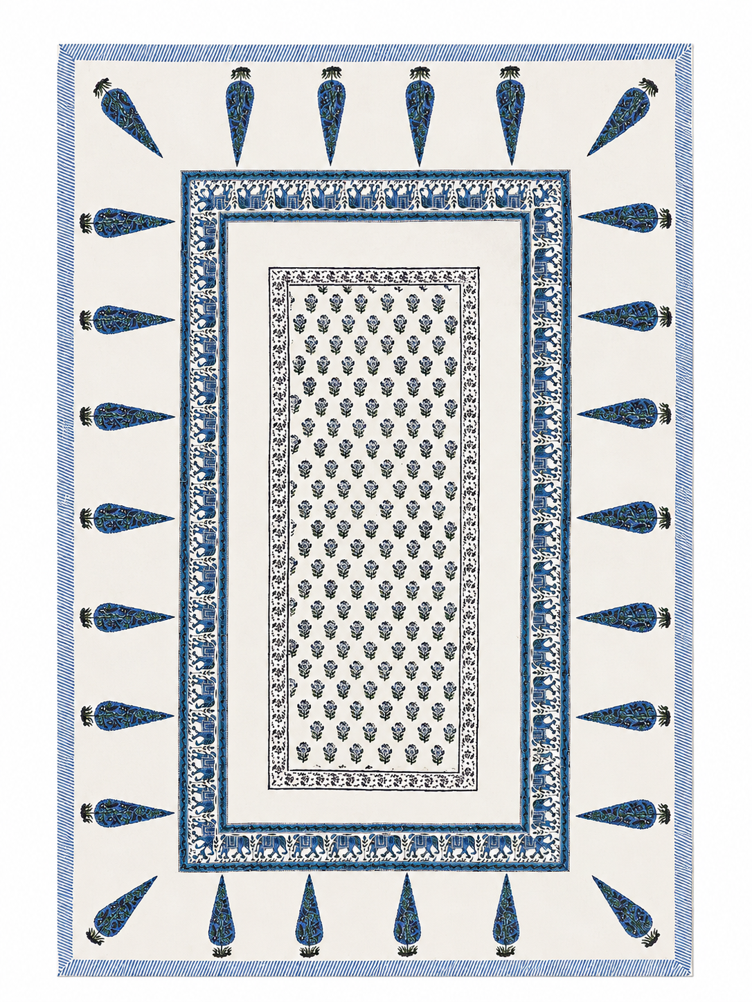 Blue Cypress Hand Block Print Table Cover