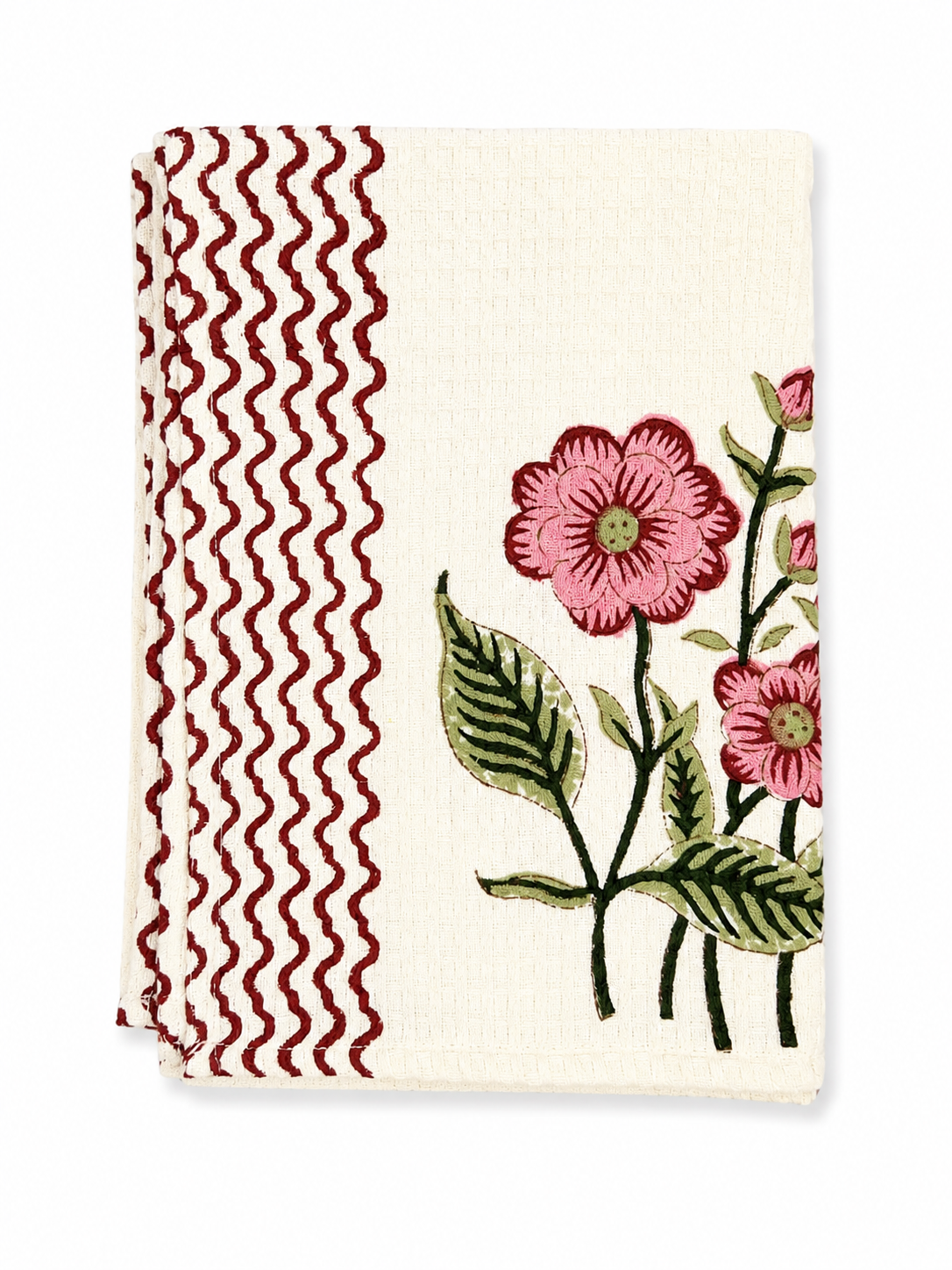 Pink Floral Hand Block Print Hand Towel