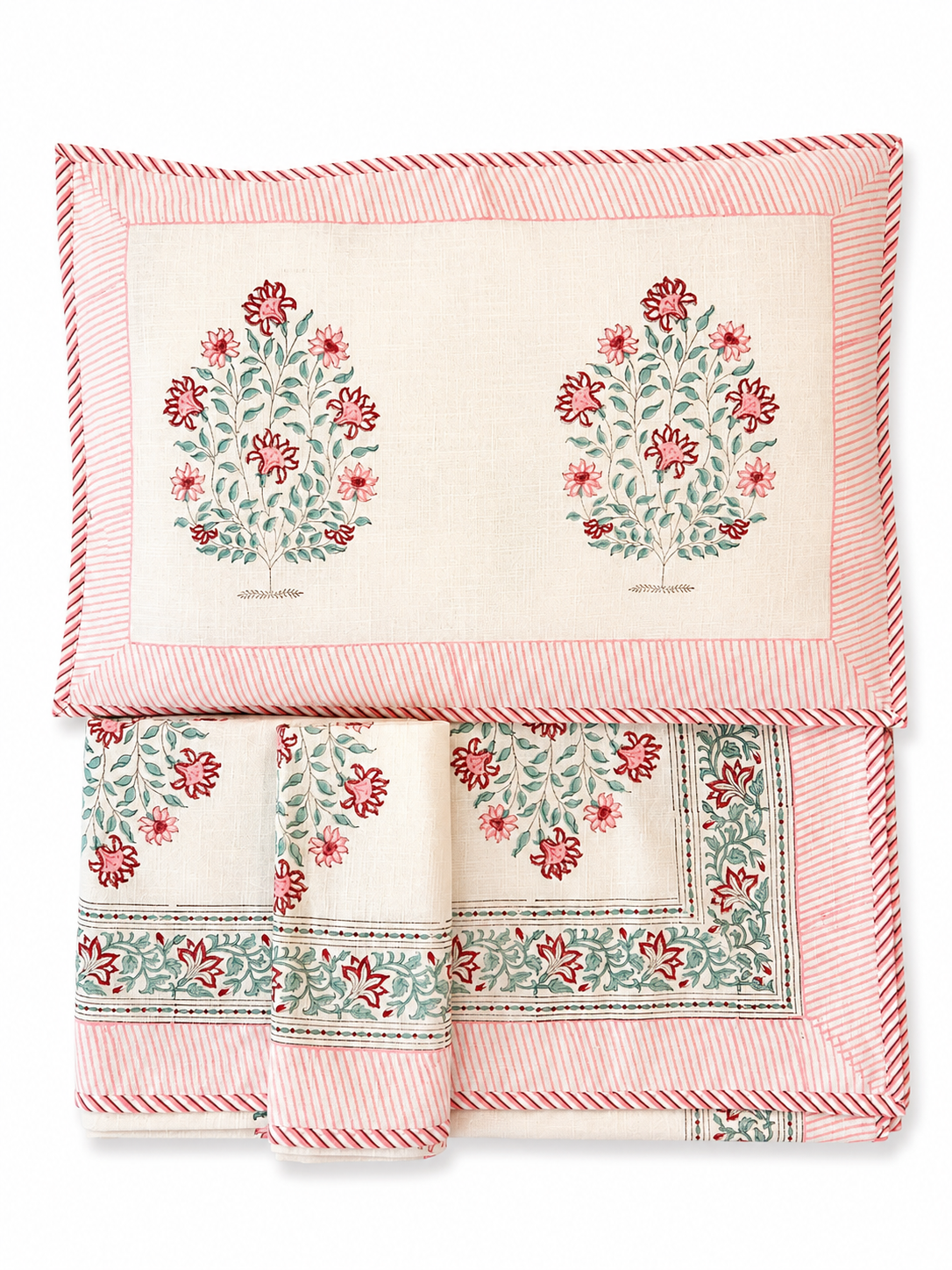 Dusty Pink TNT Cotton Hand Block Print Bed Cover