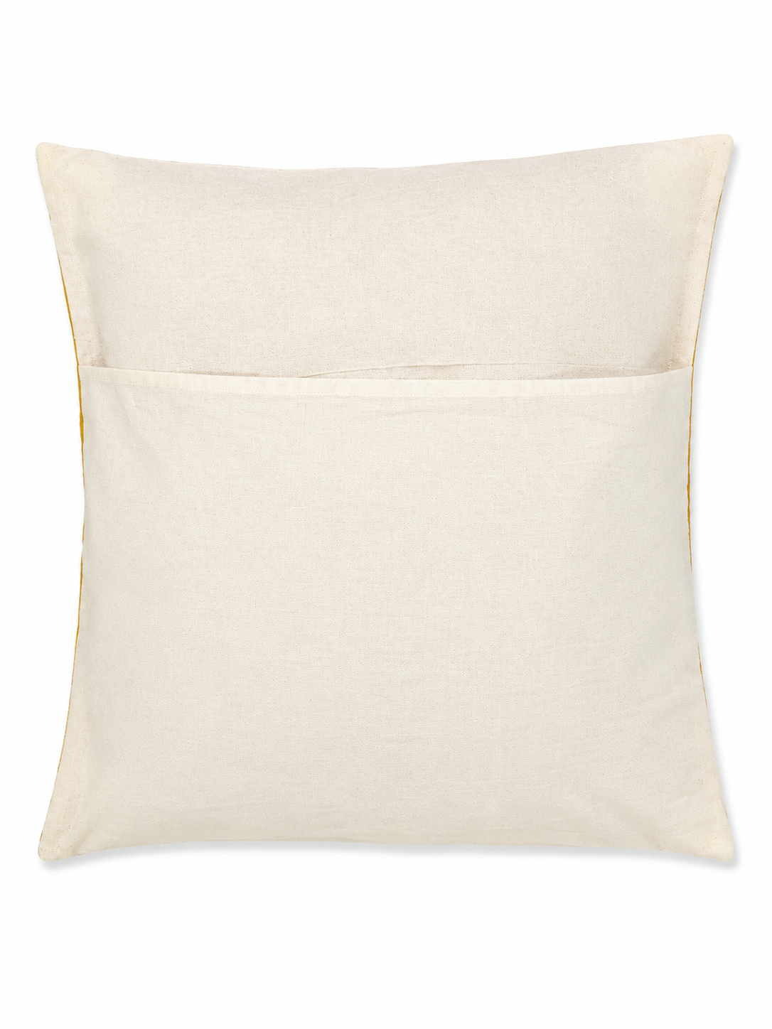 Yellow Floral Hand Block Print Cushion Cover