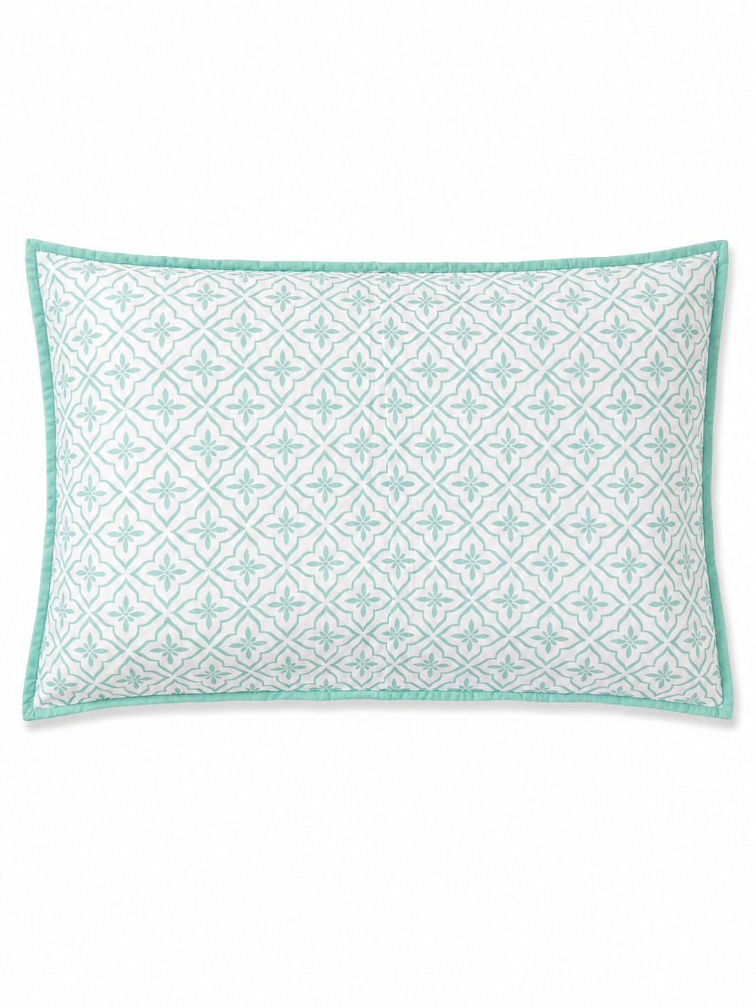 Red Floral & Sage Green Hand Block Print Bed Cover
