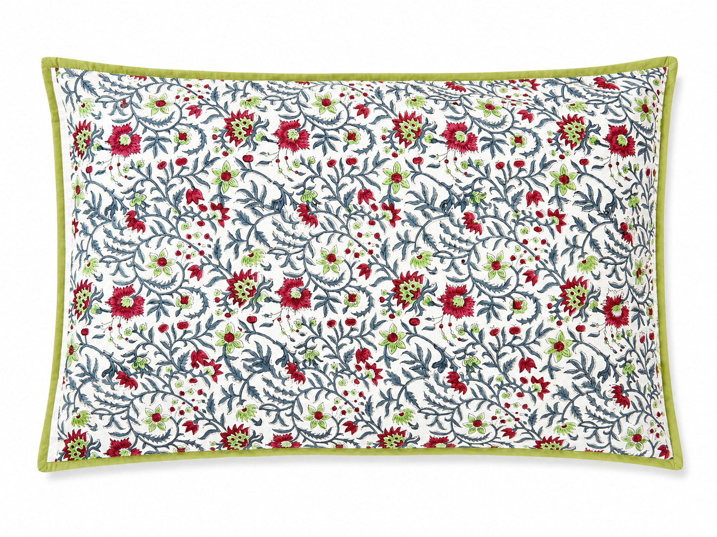 Red Tulip Hand Block Print Bed Cover