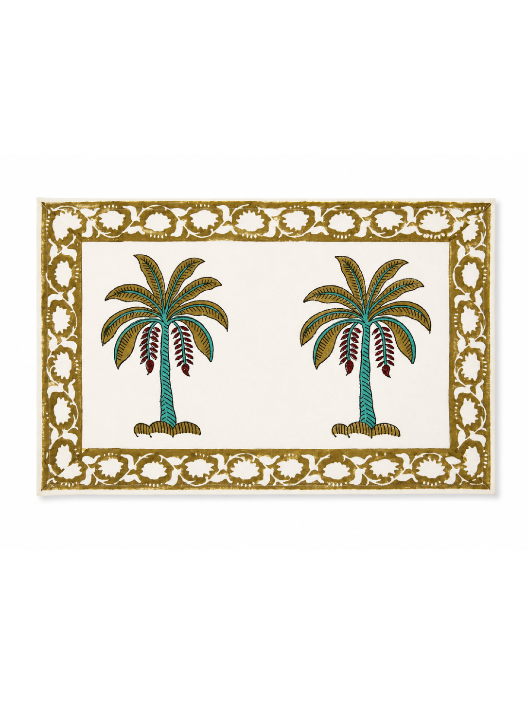Tropical Trees Hand Block Print Table Set