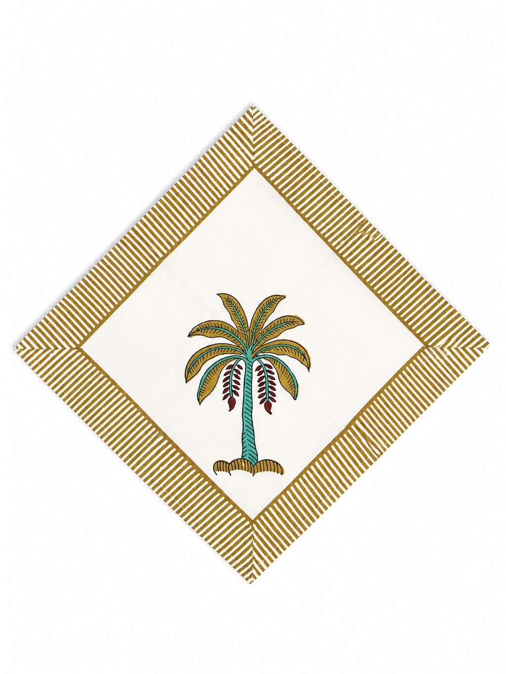 Tropical Trees Hand Block Print Table Set - Sunesa