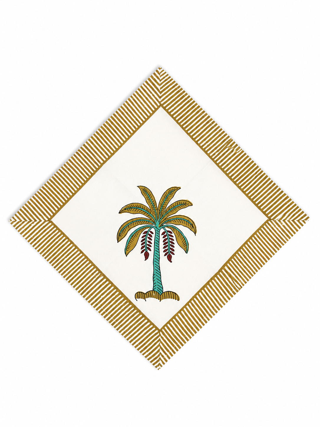 Tropical Trees Hand Block Print Table Set