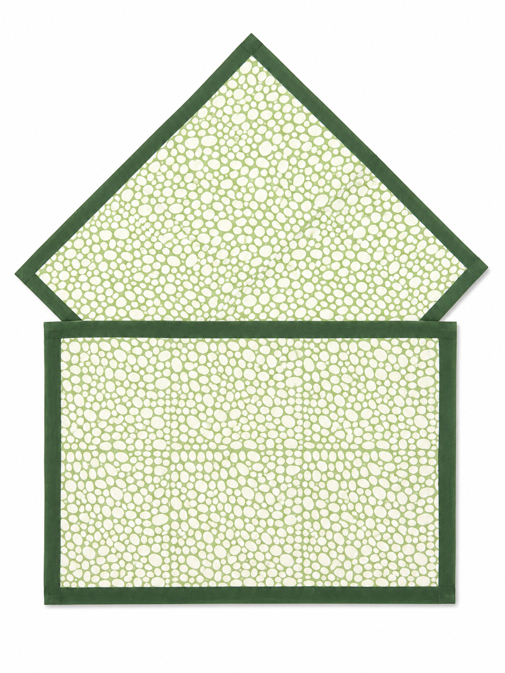 Green & White Hand Block Print Table Set - Sunesa