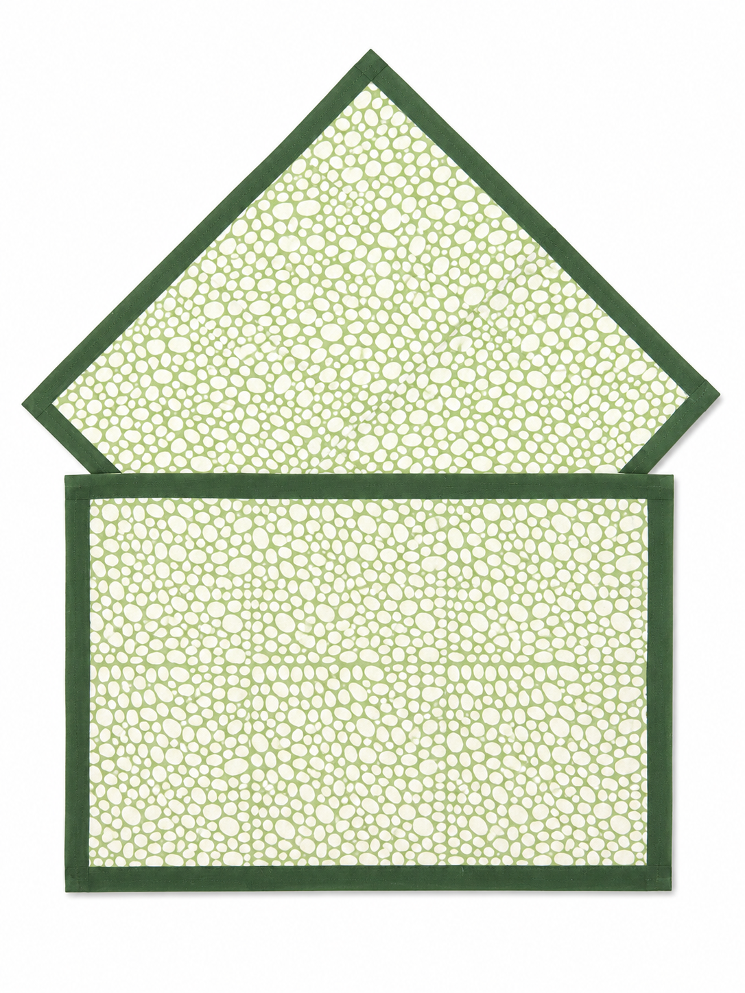 Green & White Hand Block Print Table Set