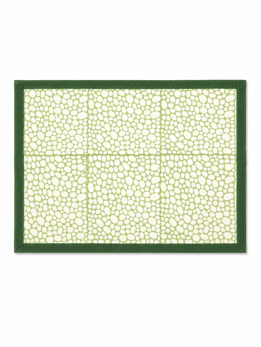 Green & White Hand Block Print Table Set - Sunesa