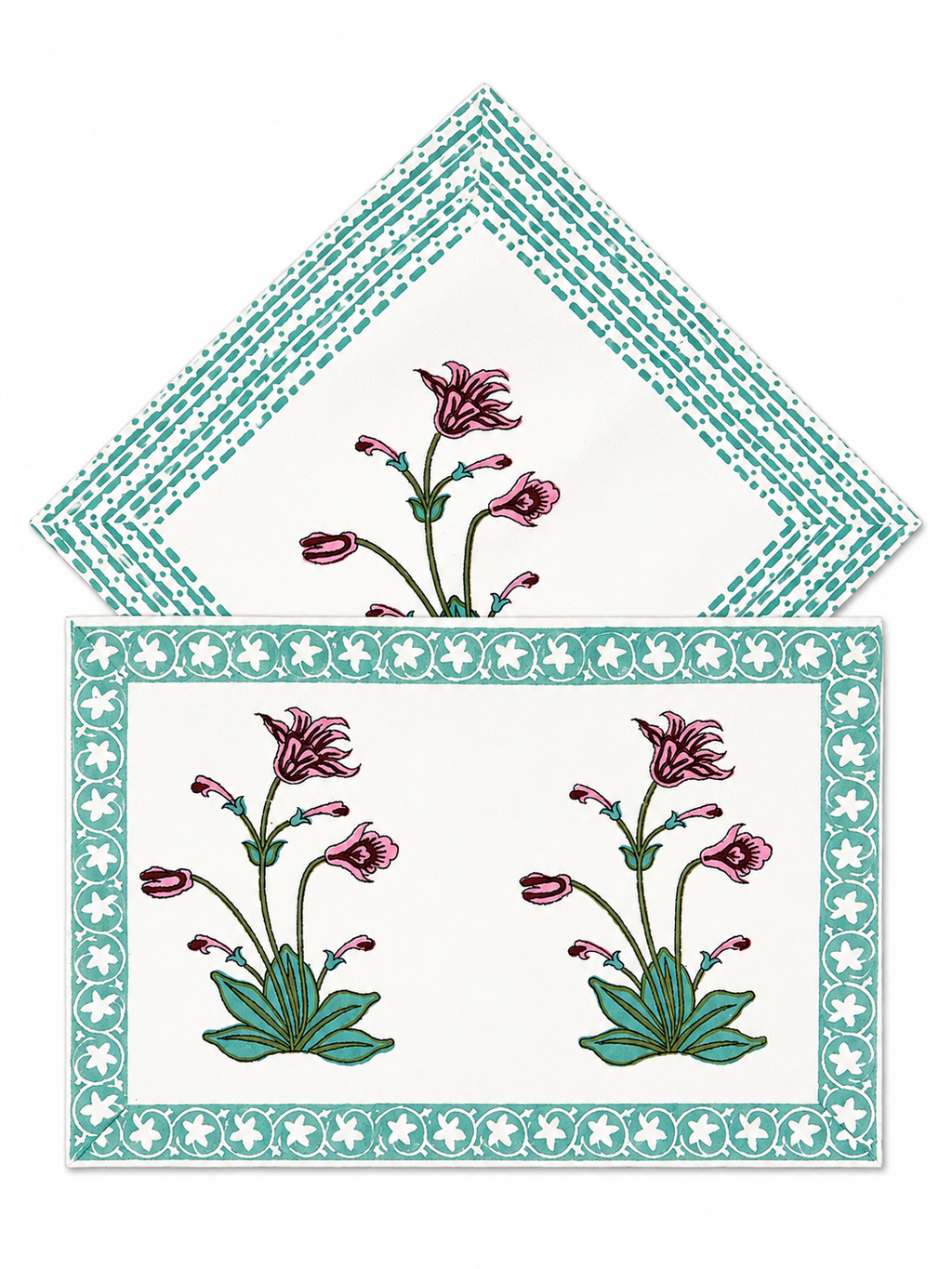 Tulip Hand Block Print Table Set - Sunesa
