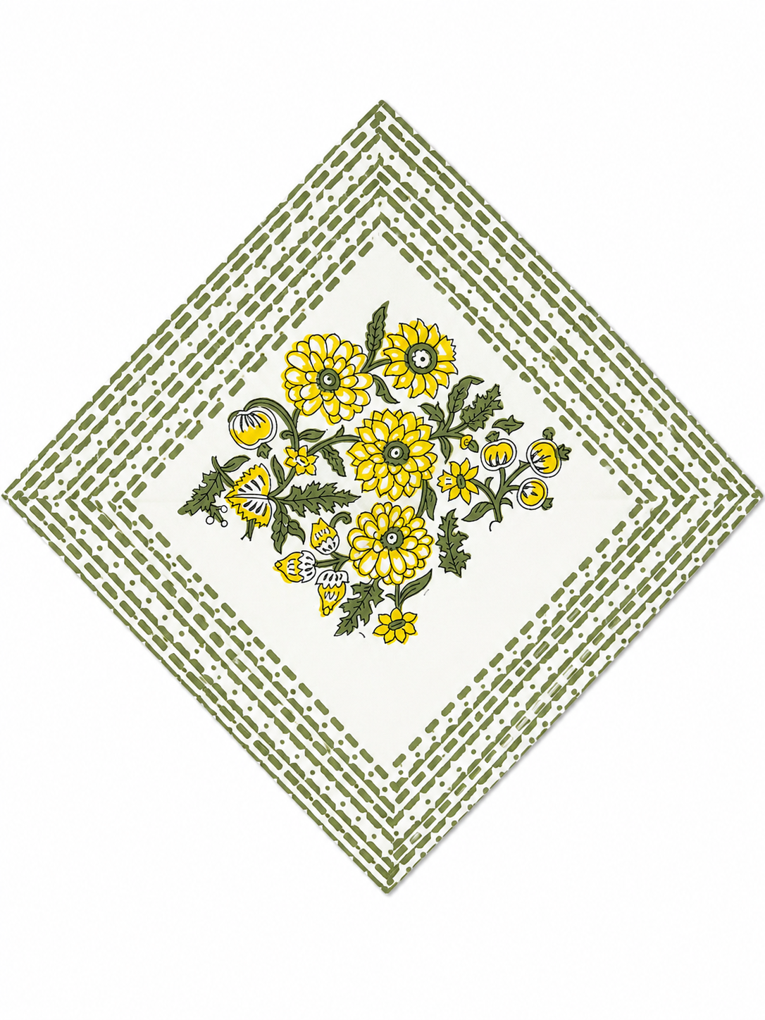 Yellow Floral Hand Block Print Table Set