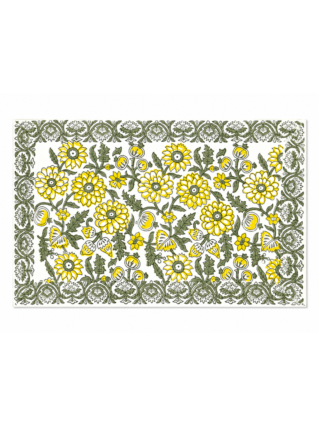 Yellow Floral Hand Block Print Table Set - Sunesa