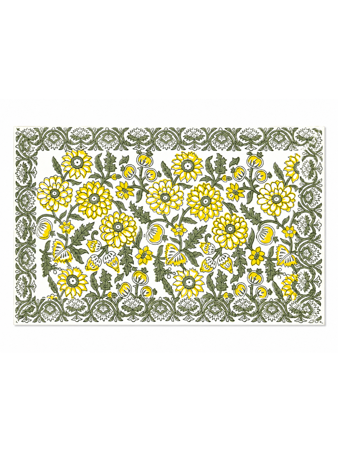 Yellow Floral Hand Block Print Table Set