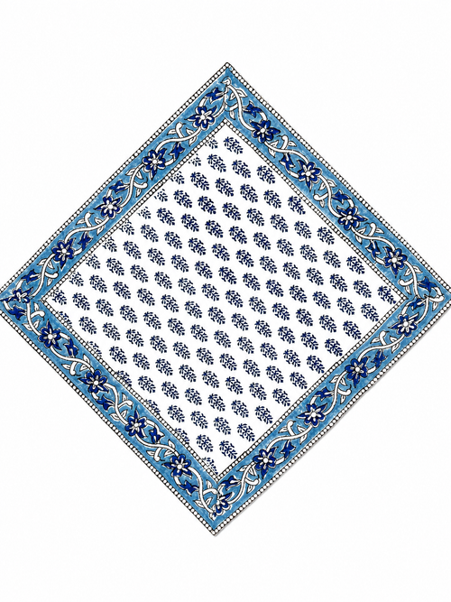 Blue & White Hand Block Print Table Set - Sunesa