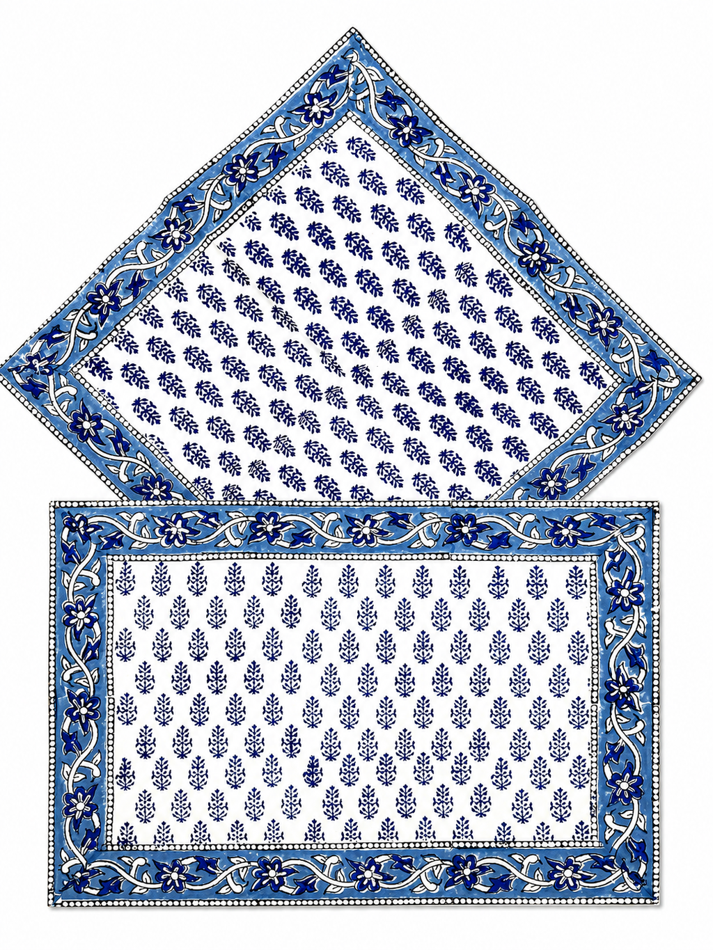 Blue & White Hand Block Print Table Set
