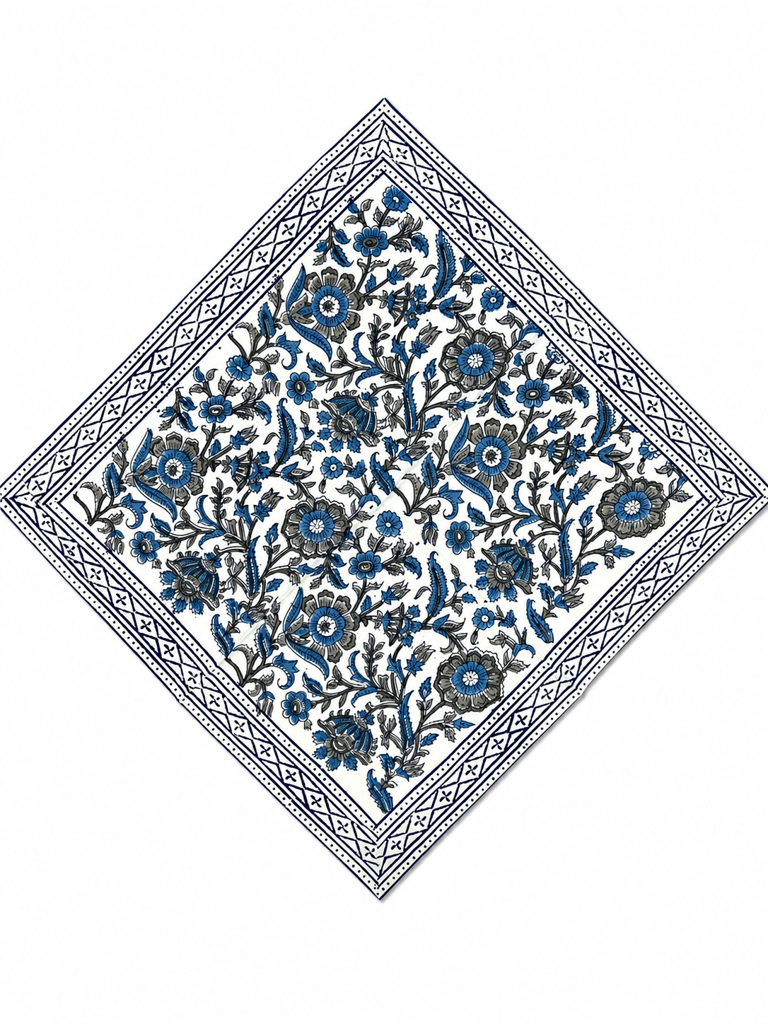 Blue Floral Hand Block Print Table Set