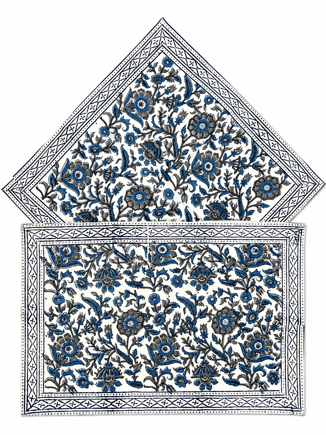 Blue Floral Hand Block Print Table Set