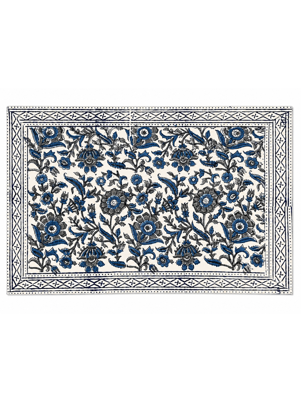 Blue Floral Hand Block Print Table Set