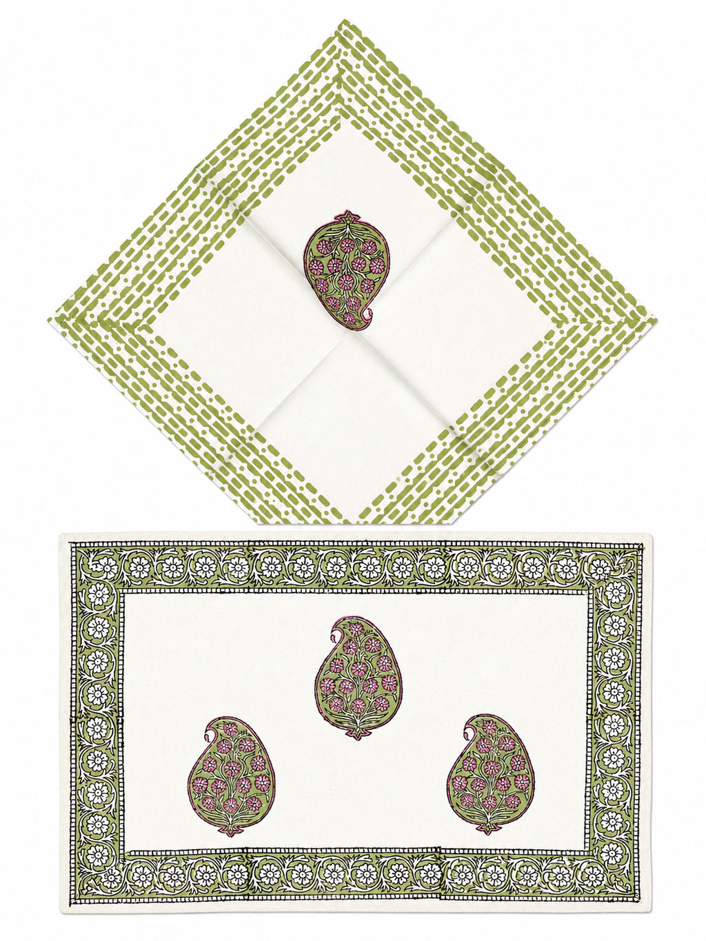 Paisley Hand Block Print Table Set - Sunesa