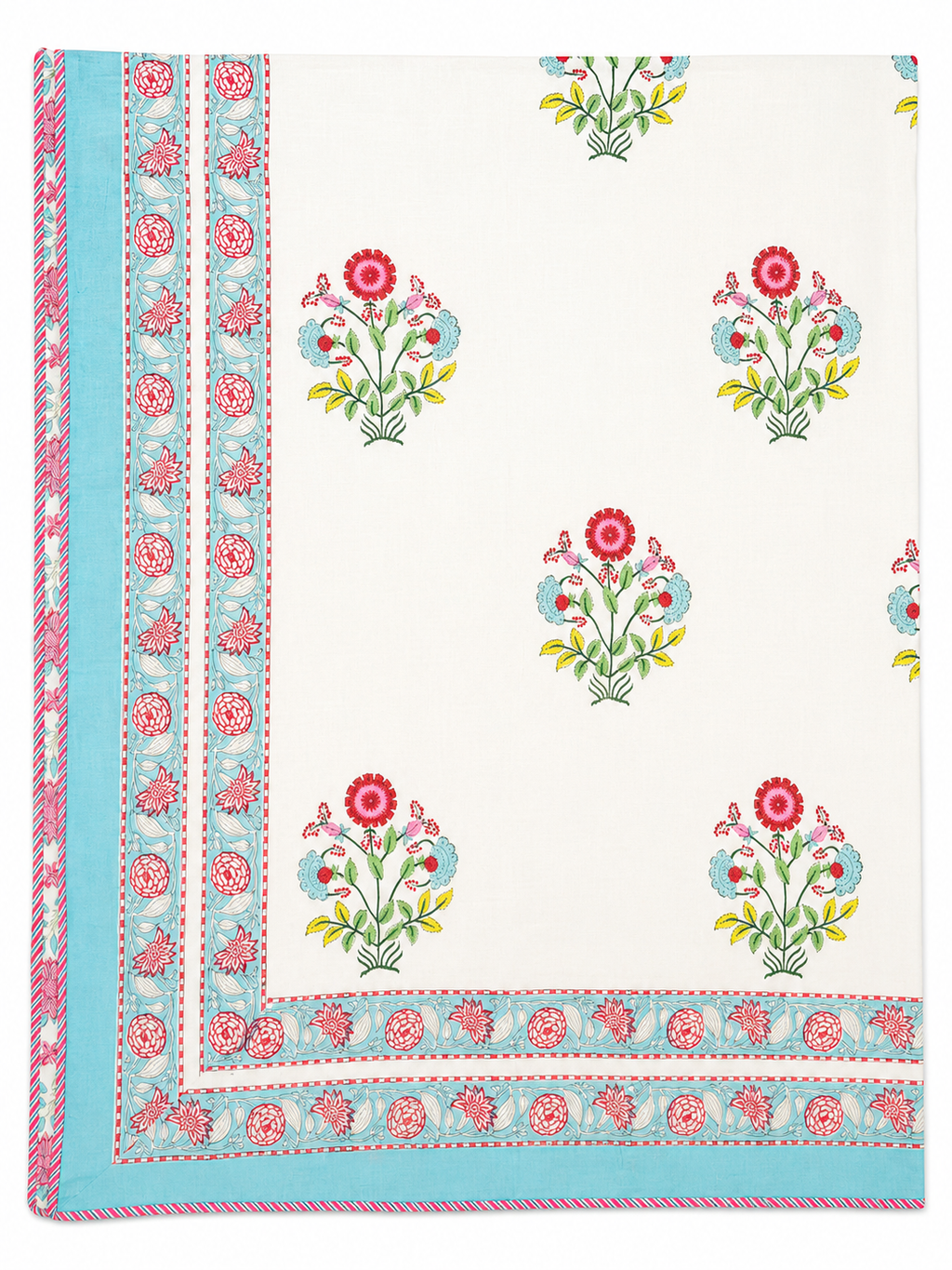 Blue and pink hand block print dohar (Double)
