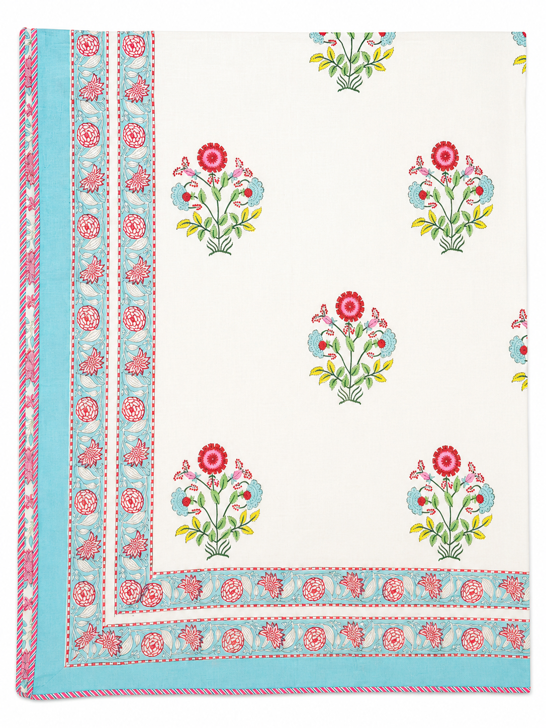 Blue and pink hand block print dohar (Double)