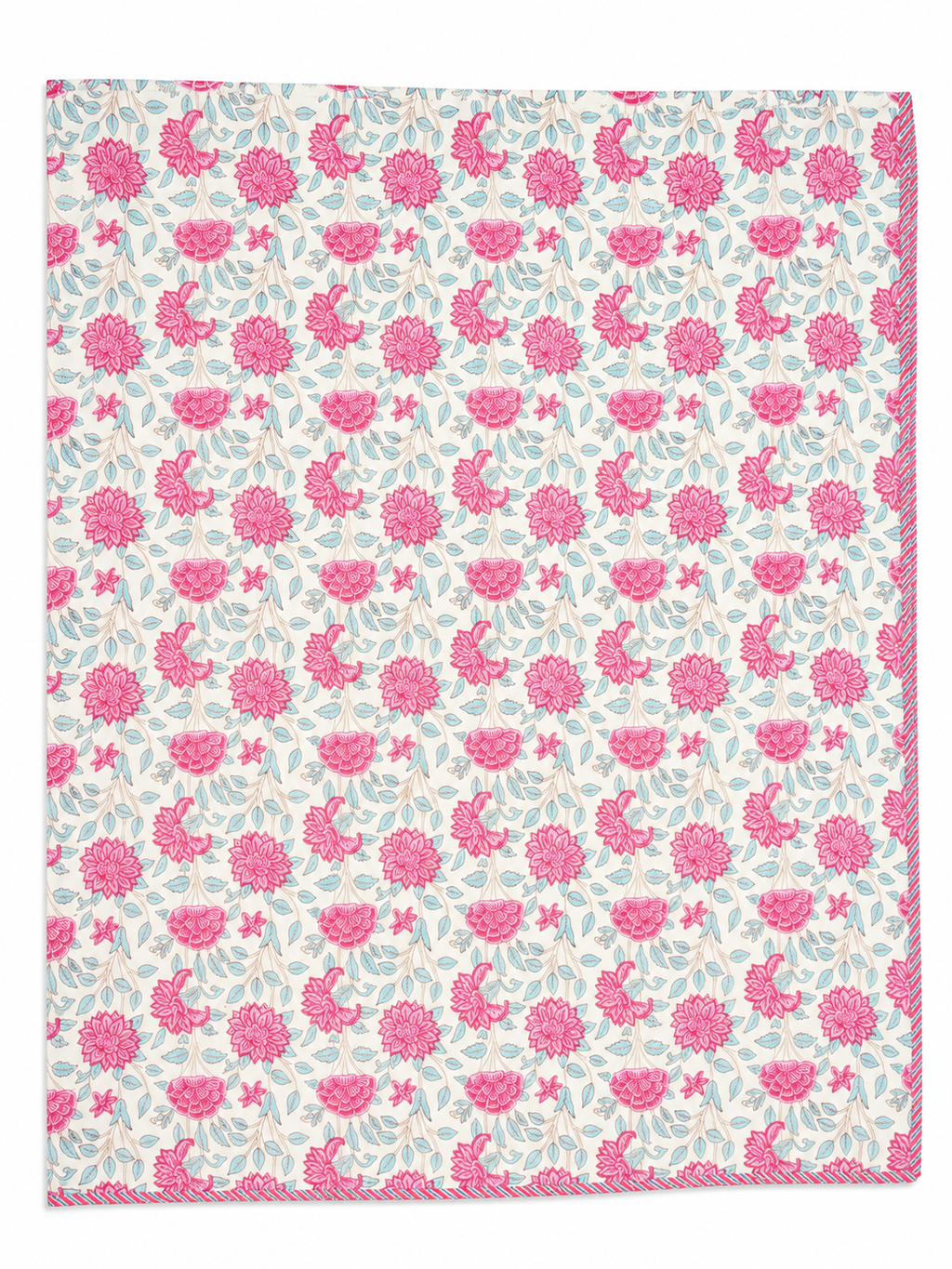 Blue and pink hand block print dohar (Double)