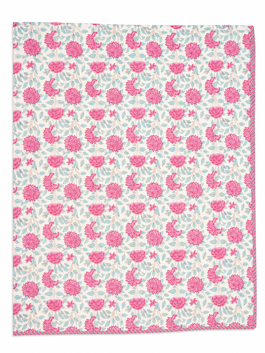 Blue and pink hand block print dohar (Double)