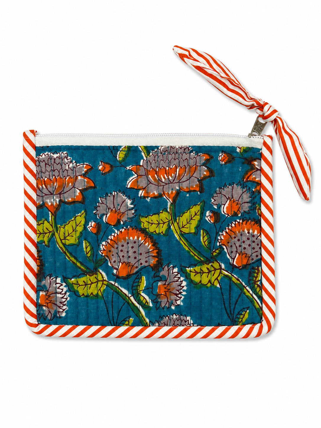 Blue Red Hand Block Print Pouch
