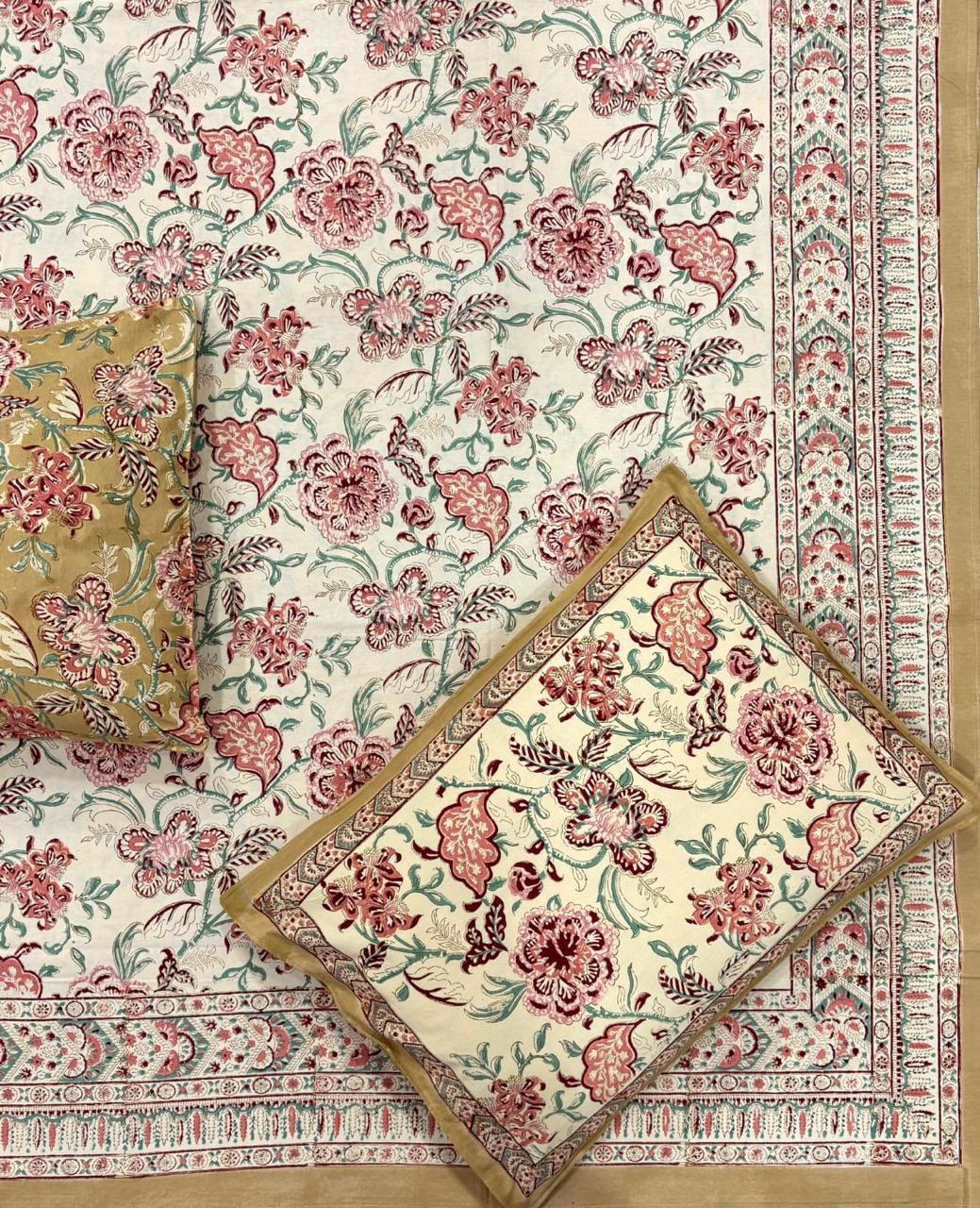 Floral Heritage Hand Block Print Bedsheet