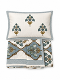 Grey Mughal Hand Screen Print Bedsheet
