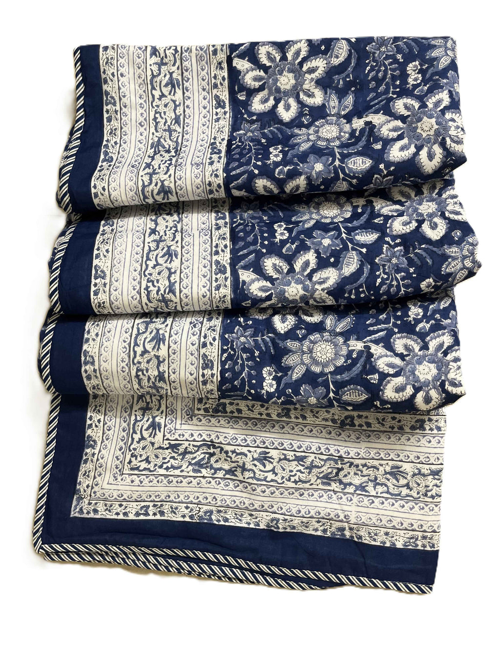 Blue floral hand block print Dohar (Double)