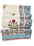 Blue and pink hand block print dohar (Double)