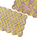 Sun-Kissed Yellow Hand Block Print Quilted Scallop Placemat pair