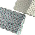 Aqua Blue Hand Block Print Quilted Scallop Placemat pair
