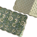 Earthy Green Hand Block Print Quilted Scallop Placemat Pair
