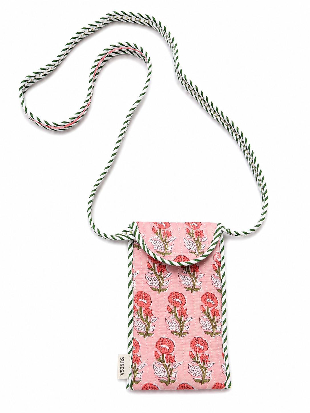 Peach Blossom hand block print mobile sling