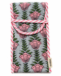 Pink tulip hand block print Goggle/Specs case