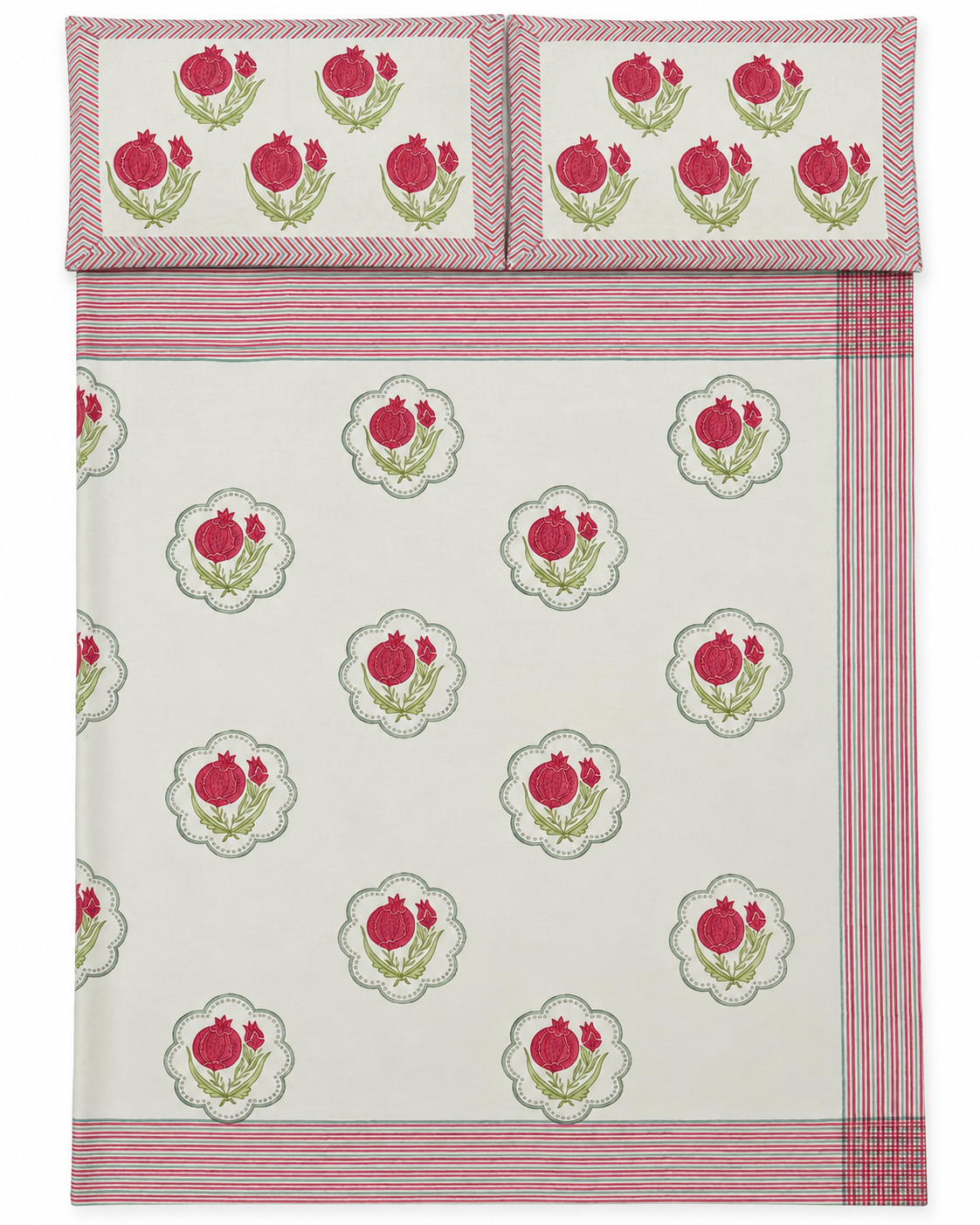 Pomegranate Hand Block Print Bedsheet