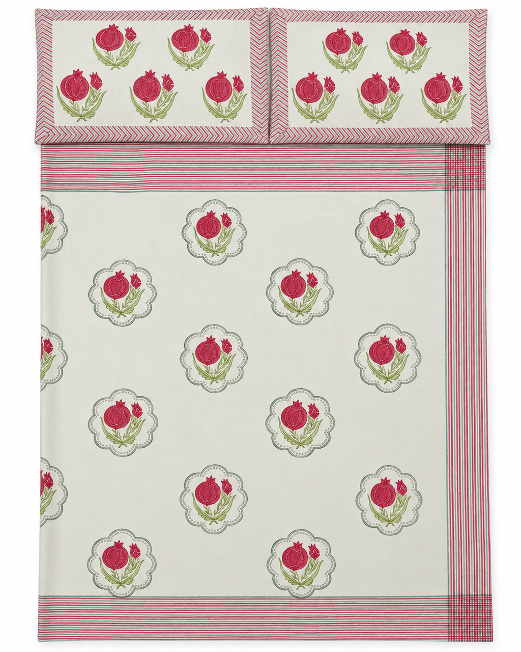 Pomegranate Hand Block Print Bedsheet