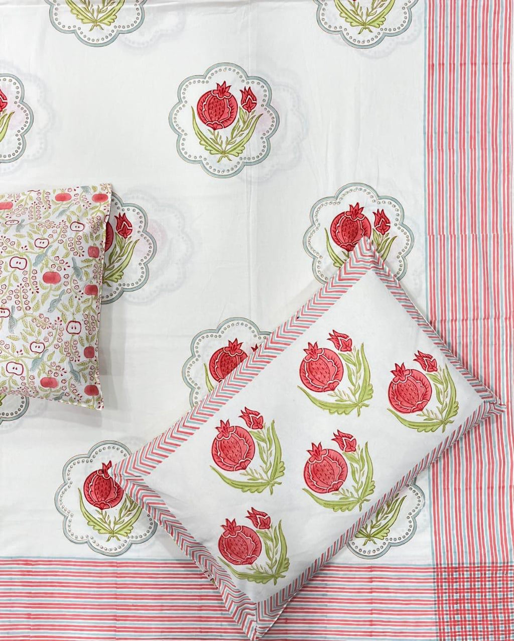 Pomegranate Hand Block Print Bedsheet
