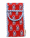 Red and blue floral hand block print Goggle/Specs case