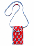 Red and Blue floral hand block print mobile sling