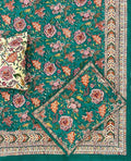 Emerald Green hand Block Print Bedsheet