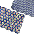 Royal Blue Hand Block Print Quilted Scallop Placemat Pair